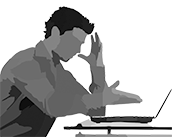 Angry man with laptop